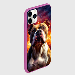 Чехол iPhone 11 Pro матовый Американский булль в космосе, цвет: 3D-фиолетовый — фото 2