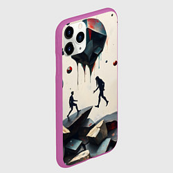 Чехол iPhone 11 Pro матовый Сюрреалистичные люди и камни, цвет: 3D-фиолетовый — фото 2