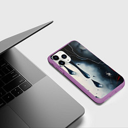 Чехол iPhone 11 Pro матовый Сюрреалистичная абстракция с каплями, цвет: 3D-фиолетовый — фото 2