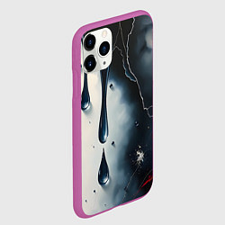 Чехол iPhone 11 Pro матовый Сюрреалистичная абстракция с каплями, цвет: 3D-фиолетовый — фото 2