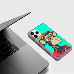 Чехол iPhone 11 Pro матовый NFT ape steel, цвет: 3D-малиновый — фото 2