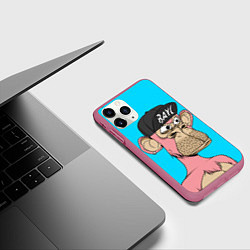 Чехол iPhone 11 Pro матовый NFT pink ape, цвет: 3D-малиновый — фото 2