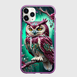 Чехол iPhone 11 Pro матовый Волшебная сова в самоцветном лесу, цвет: 3D-фиолетовый