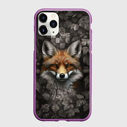 Чехол iPhone 11 Pro матовый Внимательный лис, цвет: 3D-фиолетовый