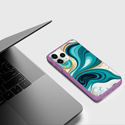 Чехол iPhone 11 Pro матовый Бирюза и золото, цвет: 3D-фиолетовый — фото 2