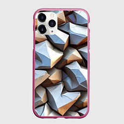 Чехол iPhone 11 Pro матовый Каменно металлическая абстракция, цвет: 3D-малиновый