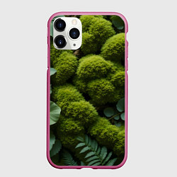 Чехол iPhone 11 Pro матовый Зеленый мох и листья, цвет: 3D-малиновый