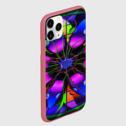 Чехол iPhone 11 Pro матовый Неоновая психоделика лепестки, цвет: 3D-малиновый — фото 2