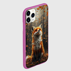 Чехол iPhone 11 Pro матовый Довольный лис в лесной чаще, цвет: 3D-фиолетовый — фото 2