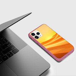 Чехол iPhone 11 Pro матовый Золотые пески, цвет: 3D-малиновый — фото 2