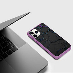 Чехол iPhone 11 Pro матовый Плита хай-тек текстура, цвет: 3D-фиолетовый — фото 2