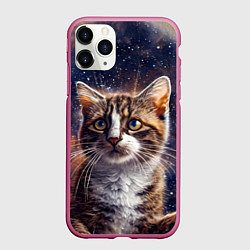 Чехол iPhone 11 Pro матовый Сноу-шу в космосе, цвет: 3D-малиновый