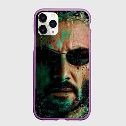 Чехол iPhone 11 Pro матовый Matrix - Keanu Reeves, цвет: 3D-фиолетовый