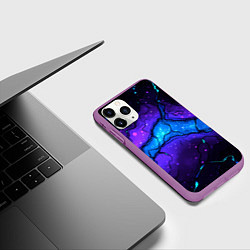 Чехол iPhone 11 Pro матовый Синяя звездная полоса в плите текстура, цвет: 3D-фиолетовый — фото 2