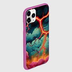 Чехол iPhone 11 Pro матовый Молнии в виде разлома, цвет: 3D-фиолетовый — фото 2