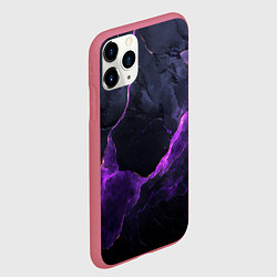 Чехол iPhone 11 Pro матовый Фиолетово-черная объемная текстура, цвет: 3D-малиновый — фото 2