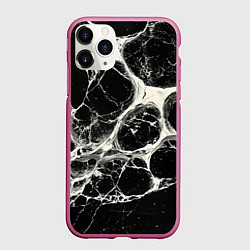Чехол iPhone 11 Pro матовый Бело-черная потертая текстура, цвет: 3D-малиновый