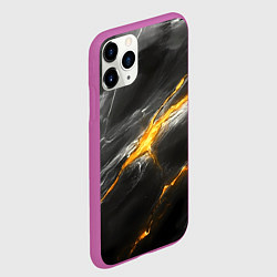 Чехол iPhone 11 Pro матовый Серая текстура с золотым разломом, цвет: 3D-фиолетовый — фото 2