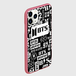 Чехол iPhone 11 Pro матовый Bangtan Boys pattern black, цвет: 3D-малиновый — фото 2