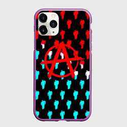 Чехол iPhone 11 Pro матовый Анархия человечки паттерн, цвет: 3D-фиолетовый
