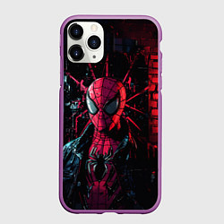 Чехол iPhone 11 Pro матовый Человек-паук панк, цвет: 3D-фиолетовый