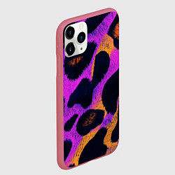 Чехол iPhone 11 Pro матовый Неоновый леопардовый узор, цвет: 3D-малиновый — фото 2