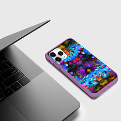 Чехол iPhone 11 Pro матовый Абстракция стекло узор, цвет: 3D-фиолетовый — фото 2