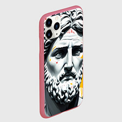 Чехол iPhone 11 Pro матовый Античный портрет и краска, цвет: 3D-малиновый — фото 2