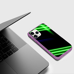 Чехол iPhone 11 Pro матовый Green pink purple line, цвет: 3D-фиолетовый — фото 2