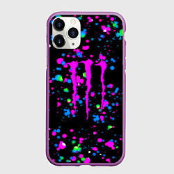 Чехол iPhone 11 Pro матовый Monster energy неоновые краски, цвет: 3D-фиолетовый