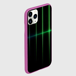 Чехол iPhone 11 Pro матовый The line is green black, цвет: 3D-фиолетовый — фото 2