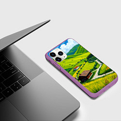 Чехол iPhone 11 Pro матовый Русская душа и поле, цвет: 3D-фиолетовый — фото 2