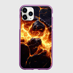 Чехол iPhone 11 Pro матовый Золотая лава текстура, цвет: 3D-фиолетовый