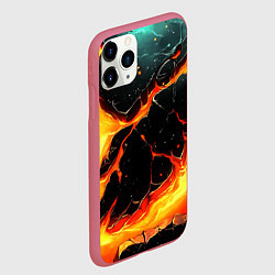 Чехол iPhone 11 Pro матовый Текстура разлома с лавой, цвет: 3D-малиновый — фото 2