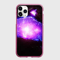 Чехол iPhone 11 Pro матовый Космический разлом плит, цвет: 3D-малиновый