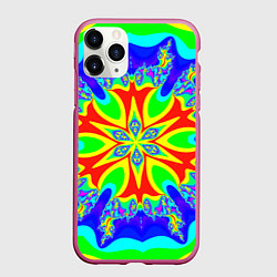 Чехол iPhone 11 Pro матовый Неоновая психоделика узор, цвет: 3D-малиновый