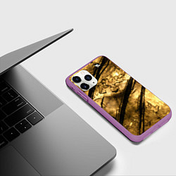 Чехол iPhone 11 Pro матовый Золото с черной текстурой, цвет: 3D-фиолетовый — фото 2