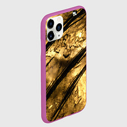 Чехол iPhone 11 Pro матовый Золото с черной текстурой, цвет: 3D-фиолетовый — фото 2