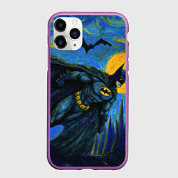 Чехол iPhone 11 Pro матовый Бэтмен в стиле Ван-Гога, цвет: 3D-фиолетовый