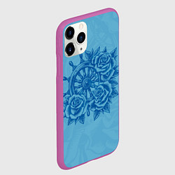 Чехол iPhone 11 Pro матовый Штурвал и три розы, цвет: 3D-фиолетовый — фото 2
