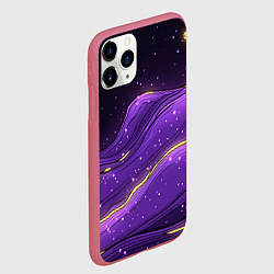 Чехол iPhone 11 Pro матовый Фиолетовая текстура с золотыми звездочками, цвет: 3D-малиновый — фото 2