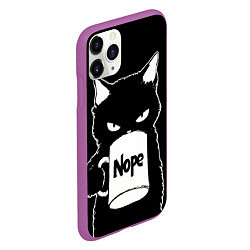 Чехол iPhone 11 Pro матовый Angry black cat nope, цвет: 3D-фиолетовый — фото 2