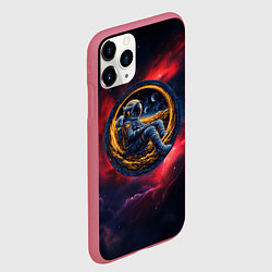 Чехол iPhone 11 Pro матовый Космонавт сидит в луне, цвет: 3D-малиновый — фото 2