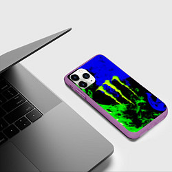 Чехол iPhone 11 Pro матовый Monster energy кислотный огонь, цвет: 3D-фиолетовый — фото 2