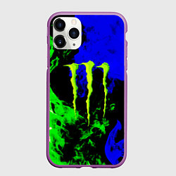 Чехол iPhone 11 Pro матовый Monster energy кислотный огонь, цвет: 3D-фиолетовый