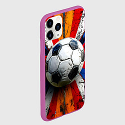 Чехол iPhone 11 Pro матовый Футбольный мяч в ярких линиях, цвет: 3D-фиолетовый — фото 2