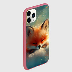 Чехол iPhone 11 Pro матовый Лисенок спит на облаке, цвет: 3D-малиновый — фото 2