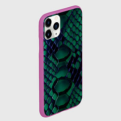 Чехол iPhone 11 Pro матовый Бирюзовая змеиная кожа, цвет: 3D-фиолетовый — фото 2