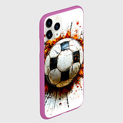 Чехол iPhone 11 Pro матовый Футбольный мяч на белом, цвет: 3D-фиолетовый — фото 2