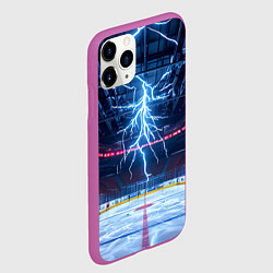 Чехол iPhone 11 Pro матовый Удар молнии в хоккейную площадку, цвет: 3D-фиолетовый — фото 2